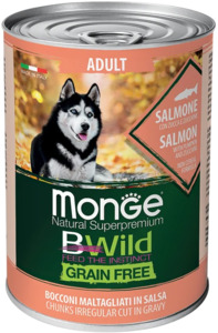 Консервы Монж BWild Grain free для собак из лосося с тыквой и кабачками, Monge