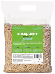 Наполнитель древесный Комфикот впитывающий мелкие гранулы
