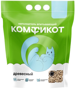 Наполнитель древесный Комфикот впитывающий крупные гранулы