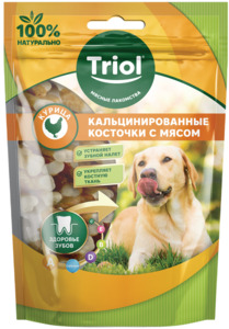Кальцинированные косточки Триол с курицей для собак, Triol