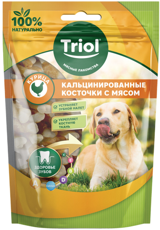 Кальцинированные косточки Триол с курицей для собак, Triol