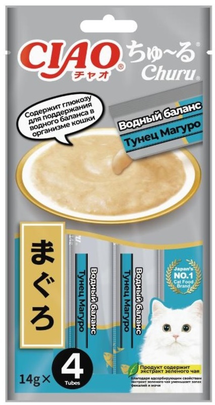 Лакомство-пюре Инаба ВЕТ Чуру для кошек тунец Магуро Водный баланс, Inaba Churu