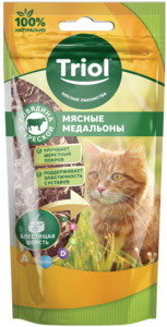 Лакомство для кошек Триол мини-медальоны из говядины с треской, Triol