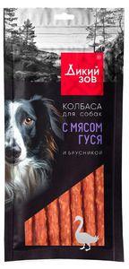 Колбаса ТитБит Дикий Зов с мясом гуся и брусникой для собак, TitBit