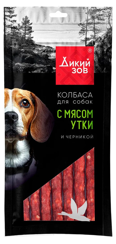 Колбаса ТитБит Дикий Зов с мясом утки и черникой для собак, TitBit