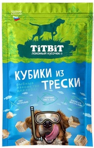 Лакомство ТитБит нарезка из лосося для собак, TitBit
