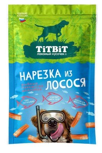 Лакомство ТитБит нарезка из лосося для собак, TitBit