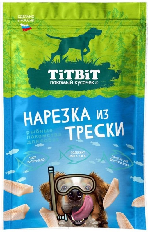 Лакомство ТитБит нарезка из трески для собак, TitBit