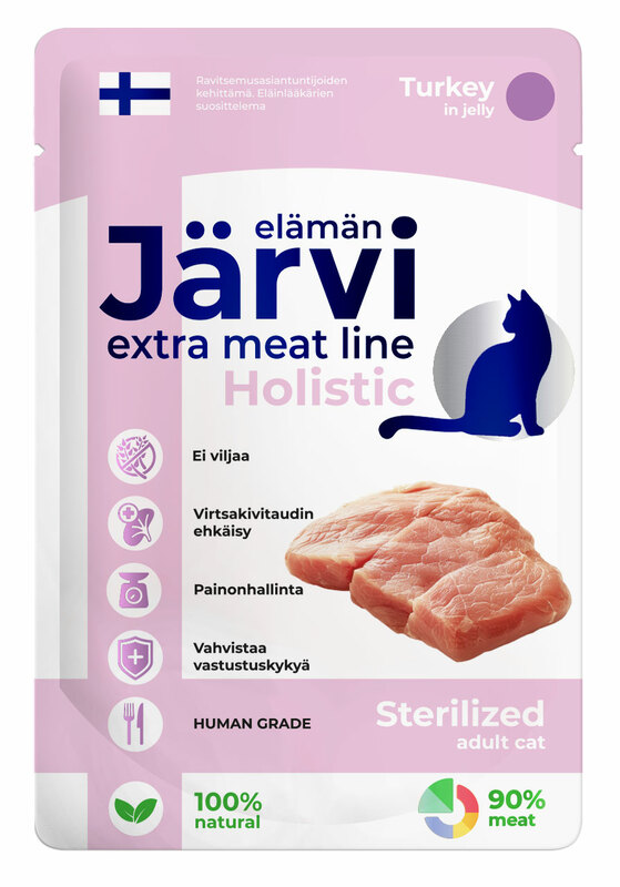Пауч Ярви для стерилизованных кошек кусочки в желе Индейка, Jarvi