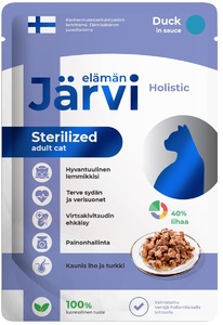 Пауч Ярви для стерилизованных кошек кусочки в соусе Утка, Jarvi
