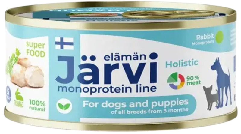 Консерва Ярви монопротеиновая для собак и щенков Кролик, Jarvi