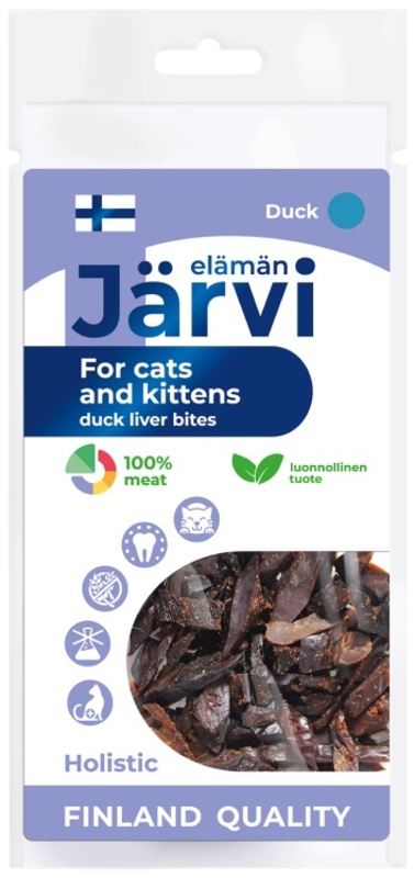 Вяленое лакомство Ярви кусочки печени для котят и кошек Утка, Jarvi