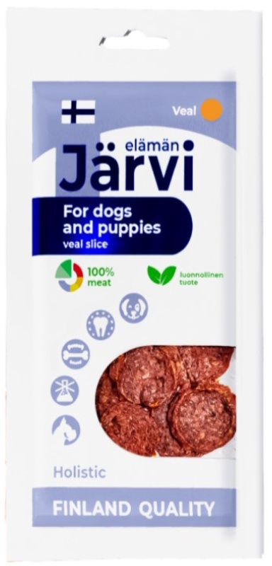 Вяленое лакомство Ярви слайсы из телятины для собак и щенков всех пород, Jarvi