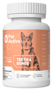 Витаминно-минеральный комплекс ПетАктив для укрепления зубов и костей собак, PetActive