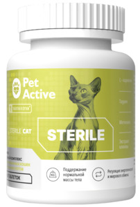 Витаминно-минеральный комплекс ПетАктив для сохранения здоровья стерилизованных кошек и кастрированных котов, PetActive