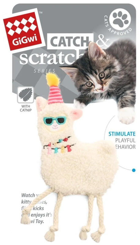 Игрушка ГиГви Catch & Scratch Лама со сменной кошачьей мятой, GiGwi
