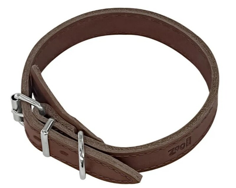 Ошейник ZooOne из натуральной кожи 2-х слойный 30-40 см, ЗооВан