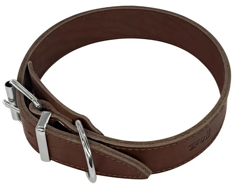 Ошейник ZooOne из натуральной кожи 2-х слойный 50-60 см, ЗооВан