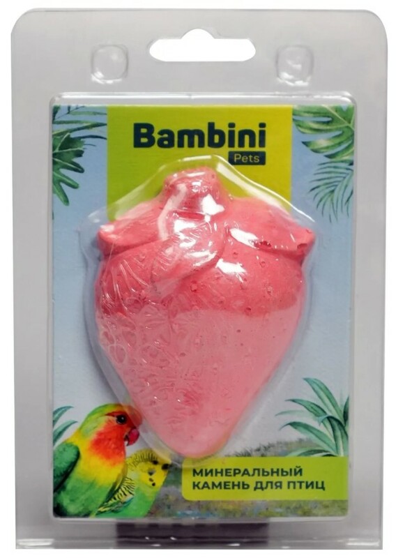 Минеральный камень Bambini Pets для птиц Клубничка, Бомбини Петс