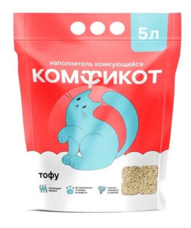 Наполнитель Комфикот тофу комкующийся без аромата