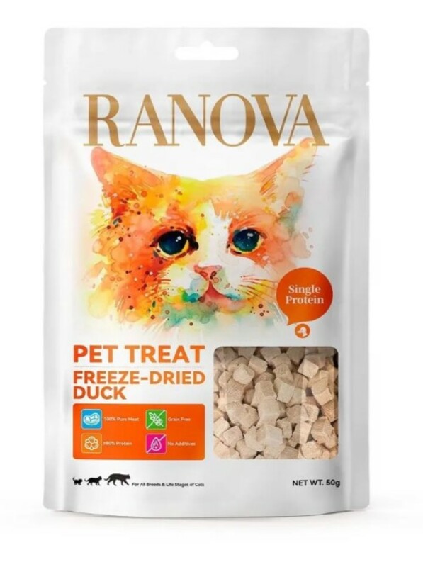 Лакомство Ranova для кошек сублимированное Утка