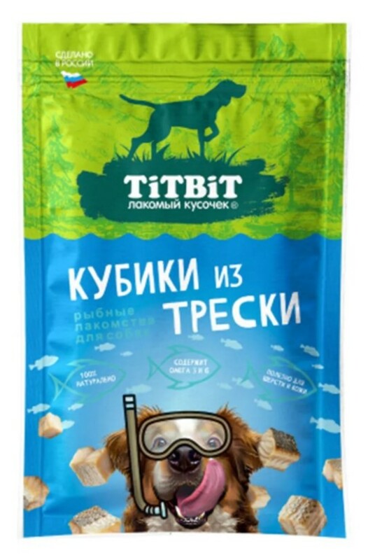 Лакомство ТитБит кубики из трески для собак, TitBit
