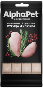 Крем-лакомство АльфаПет с курицей и клюкой для кошек, AlphaPet Superpremium