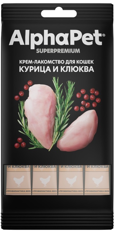 Крем-лакомство АльфаПет с курицей и клюкой для кошек, AlphaPet Superpremium