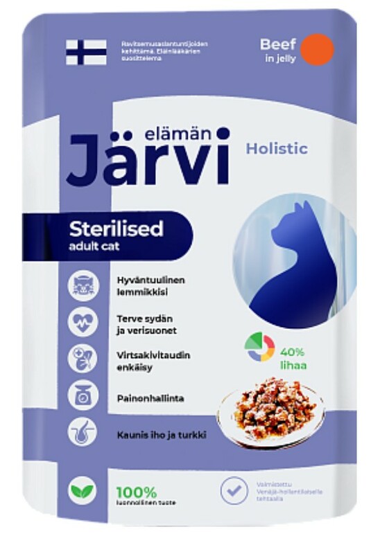 Пауч Jarvi для кастрированных и стерилизованных кошек кусочки в желе Говядина, Ярви 
