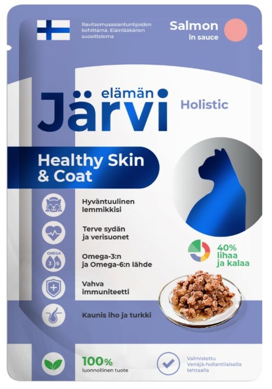 Пауч Jarvi для здоровой кожи и шерсти кусочки в соусе Лосось, Ярви 