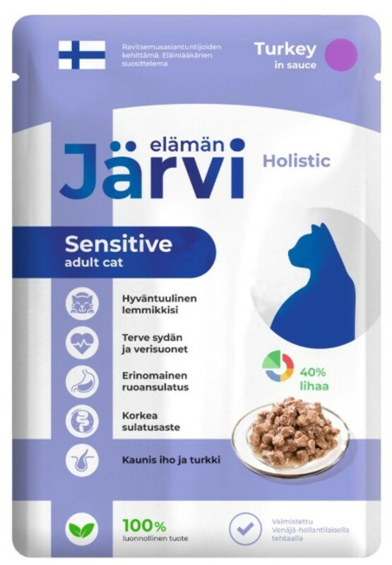 Пауч Jarvi для кошек с чувствительным пищеварением кусочки в соусе Индейка, Ярви