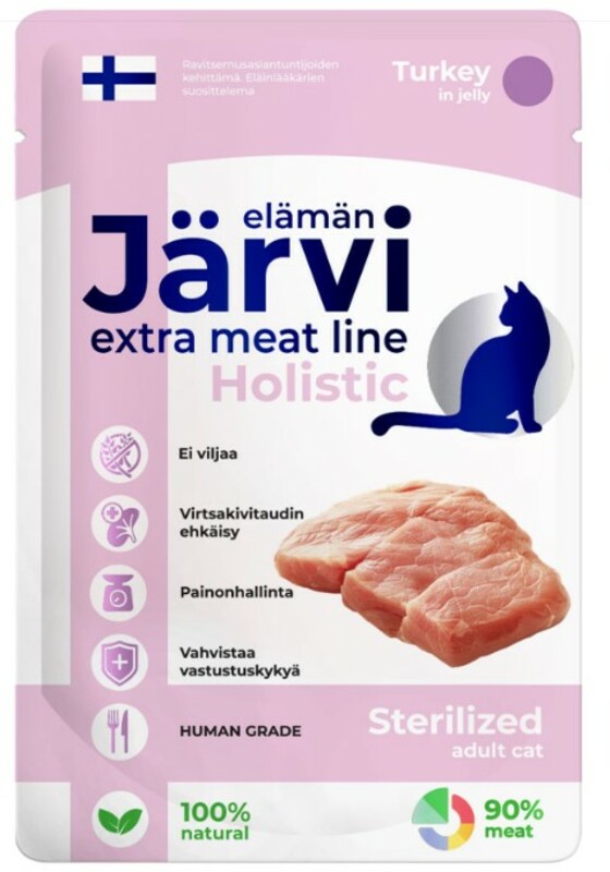 Пауч Jarvi Extra meat line для здоровой кожи и шерсти кусочки в желе Лосось, Ярви 