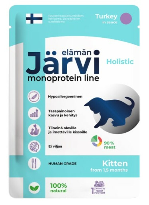 Пауч Jarvi монопротеиновый для котят кусочки в соусе Индейка, Ярви 