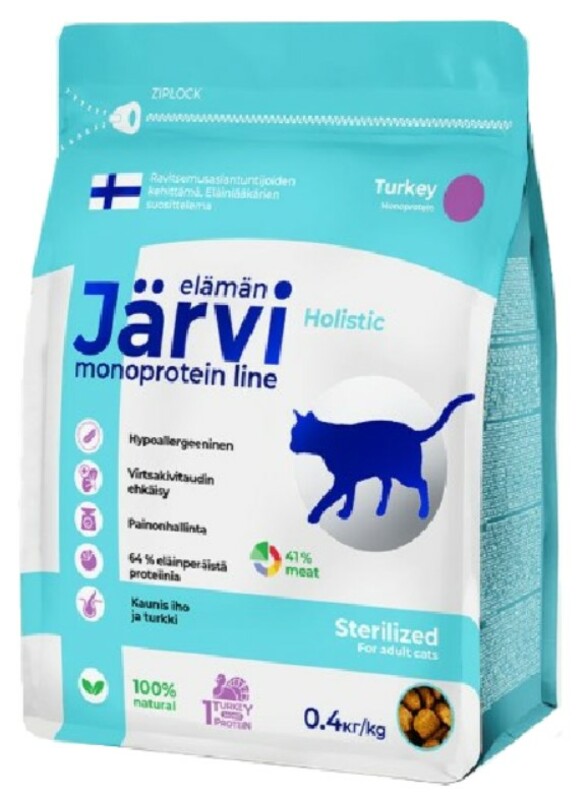 Корм монопротеиновый Jarvi для кастрированных и стерилизованных кошек Индейка, Ярви 