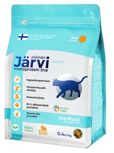 Корм монопротеиновый Jarvi для кастрированных и стерилизованных кошек Телятина, Ярви 