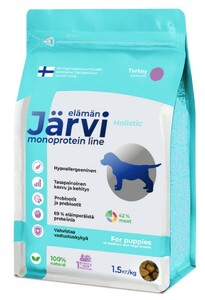Корм монопротеиновый Jarvi для щенков средних и крупных пород Индейка, Ярви
