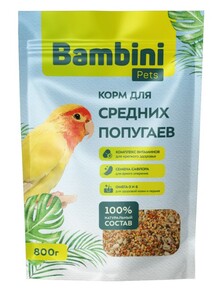 Корм Bambini Pets для средних попугаев, Бомбини Петс