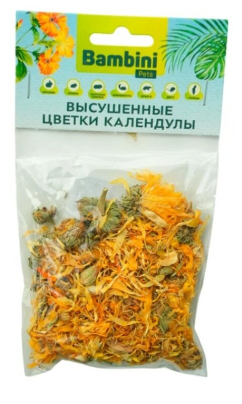 Лакомство Bambini Pets высушенные цветы календулы для грызунов и кроликов, Бамбини Петс 