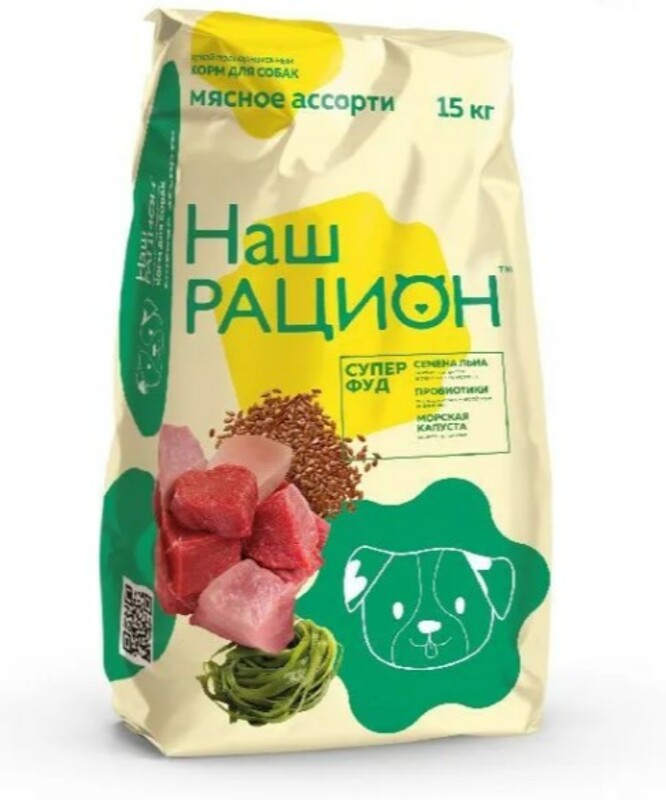 Корм Наш Рацион мясное ассорти для взрослых собак