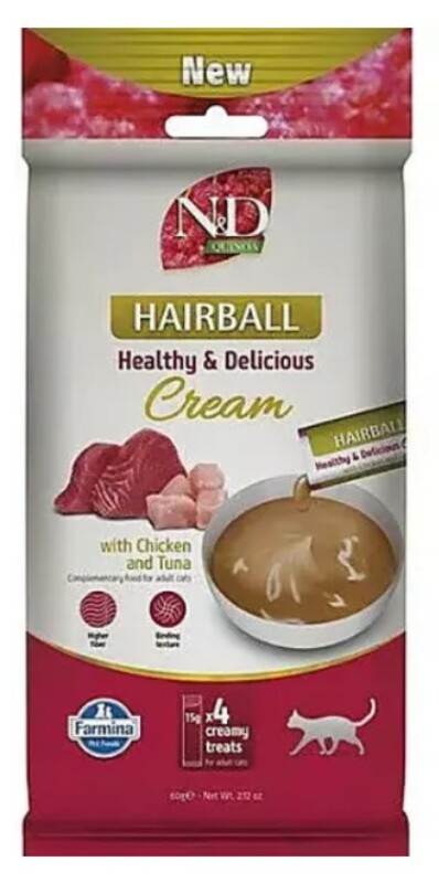 Farmina N&D Quinoa Cat Hairball Лакомство крем-суп для выведения шерсти из желудка, Фармина