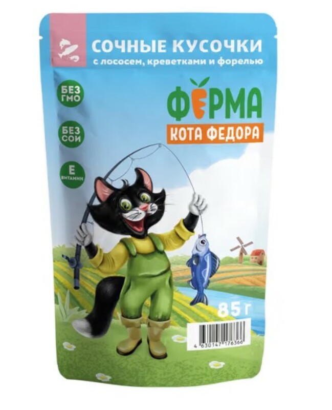 Ферма кота Федора Рыбные кусочки  с лососем, креветками и форелью
