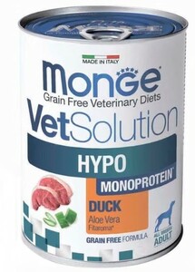 Monge VetSolution Dog Hypo Monoprotein DUCK при пищевой непереносимости, Монж