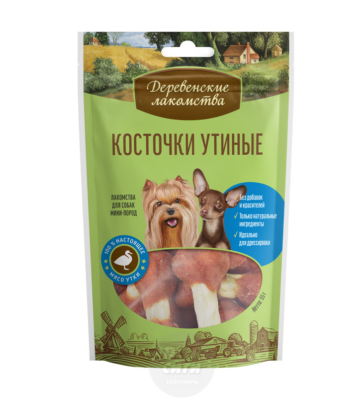 Деревенские лакомства "Косточки утиные" для мини-пород