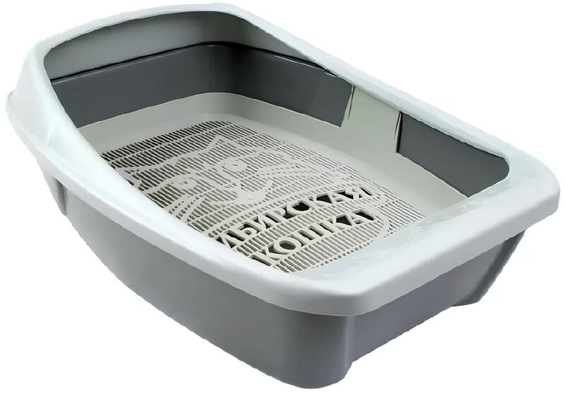 Лоток Сибирская кошка Евро глубокий с бортиком и сеткой