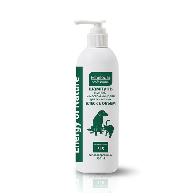 Пчелодар шампунь с медом и маслом миндаля, д/короткой шерсти