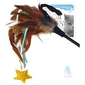 Дразнилка (GiGwi) для кошек со звездочкой, натуральные перья, артикул 75245