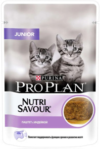 Pro Plan Nutri Savour Пауч для котят индейка в паштете, ПроПлан 85г
