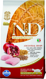 Farmina N&D Low Grain Cat Chicken & Pomegranate Neutered, Фармина 1,5 кг