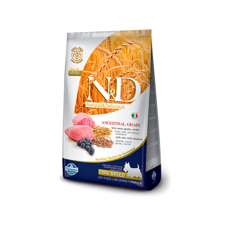Farmina N&D Low Grain Dog Mini Lamb & Blueberry Adult, Фармина