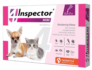 Капли Inspector Мини для собак и кошек, Инспектор  0,4 мл 1 пипетка 0,5 кг -2 кг